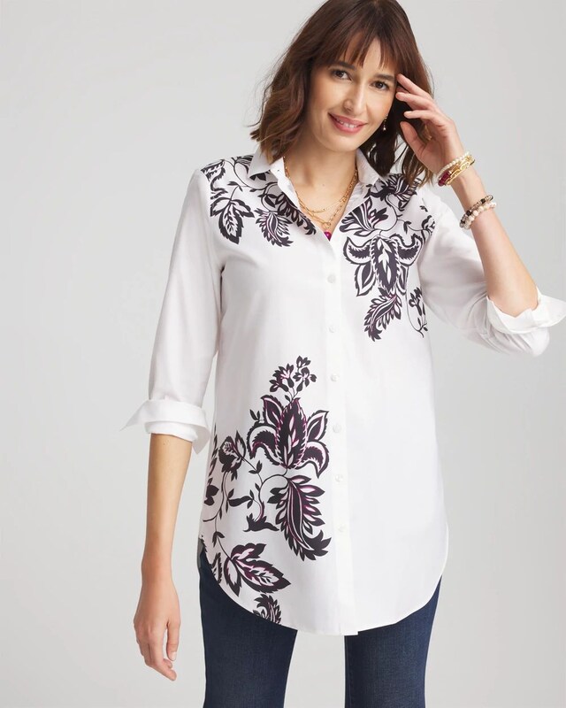 No Iron Floral Stretch Tunic